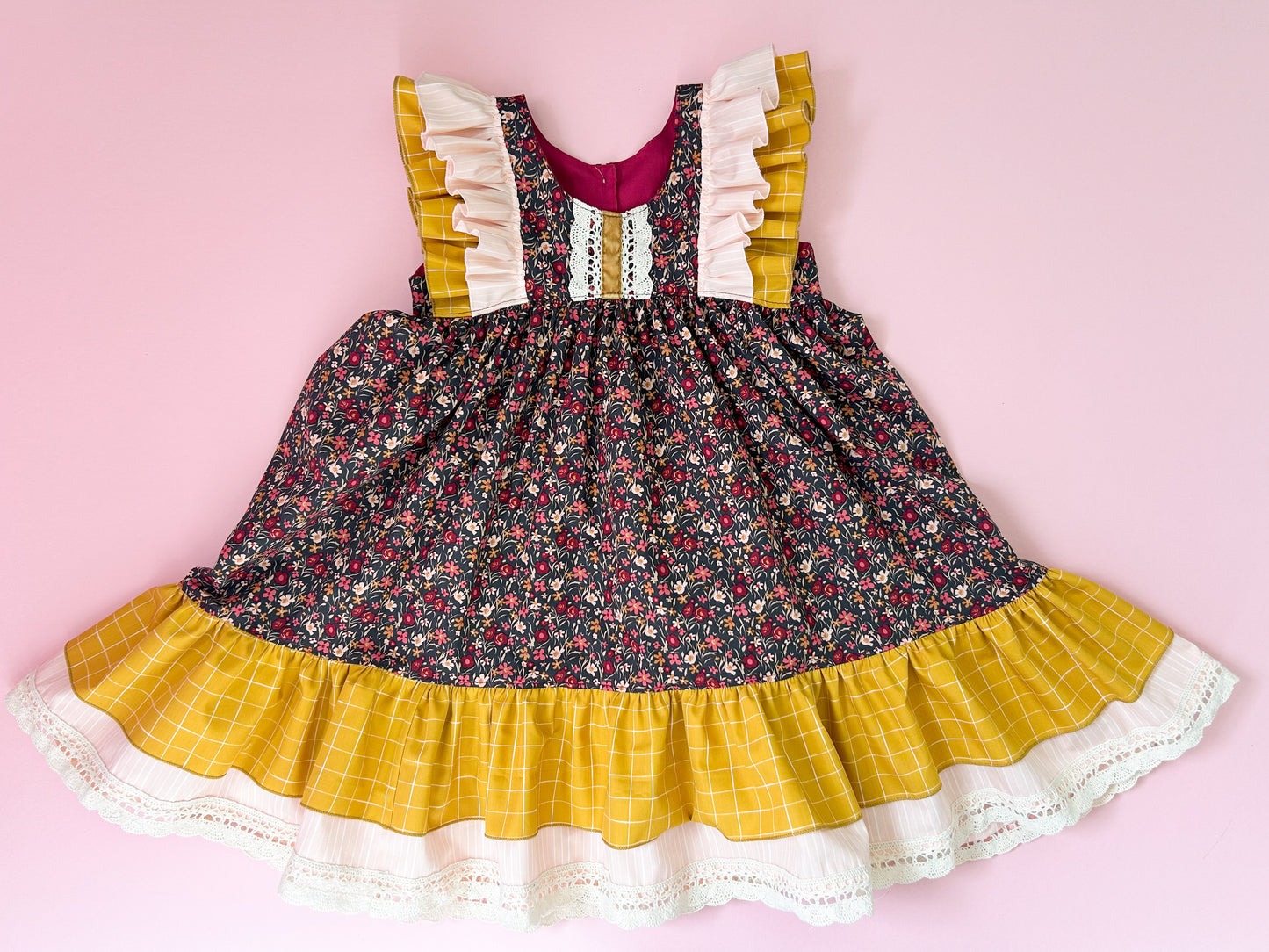 Romantic Floral Double Ruffle Dress