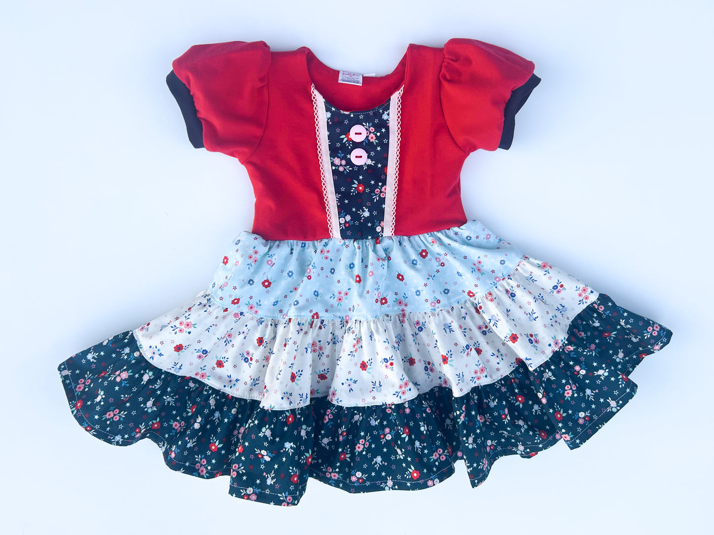 Americana Blooms Tiered Dress- Size 2t