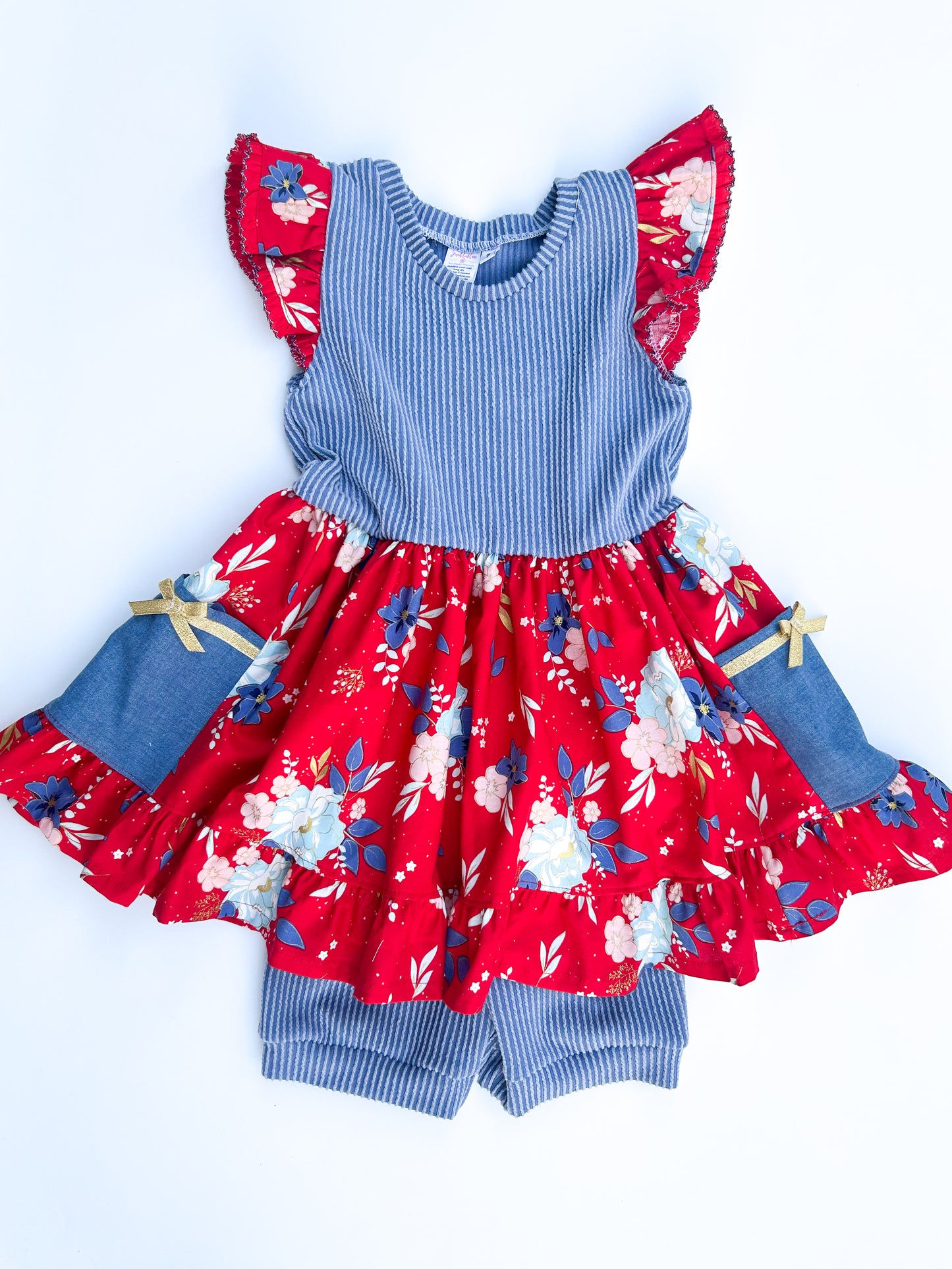 Golden Freedom Floral Pocket Tunic Set- Size 7