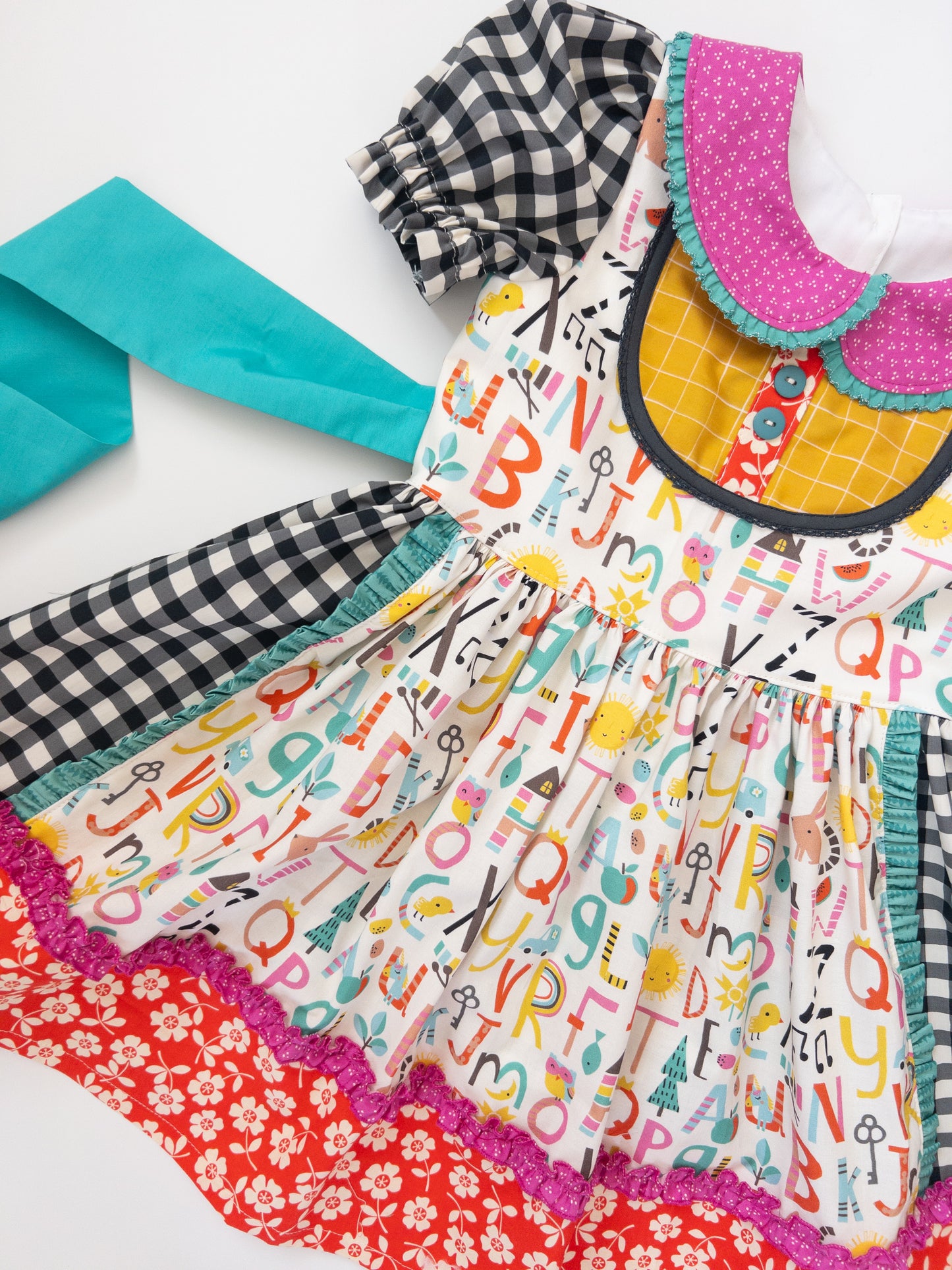 Funky ABC Collared Back to School Dress- Size 5t