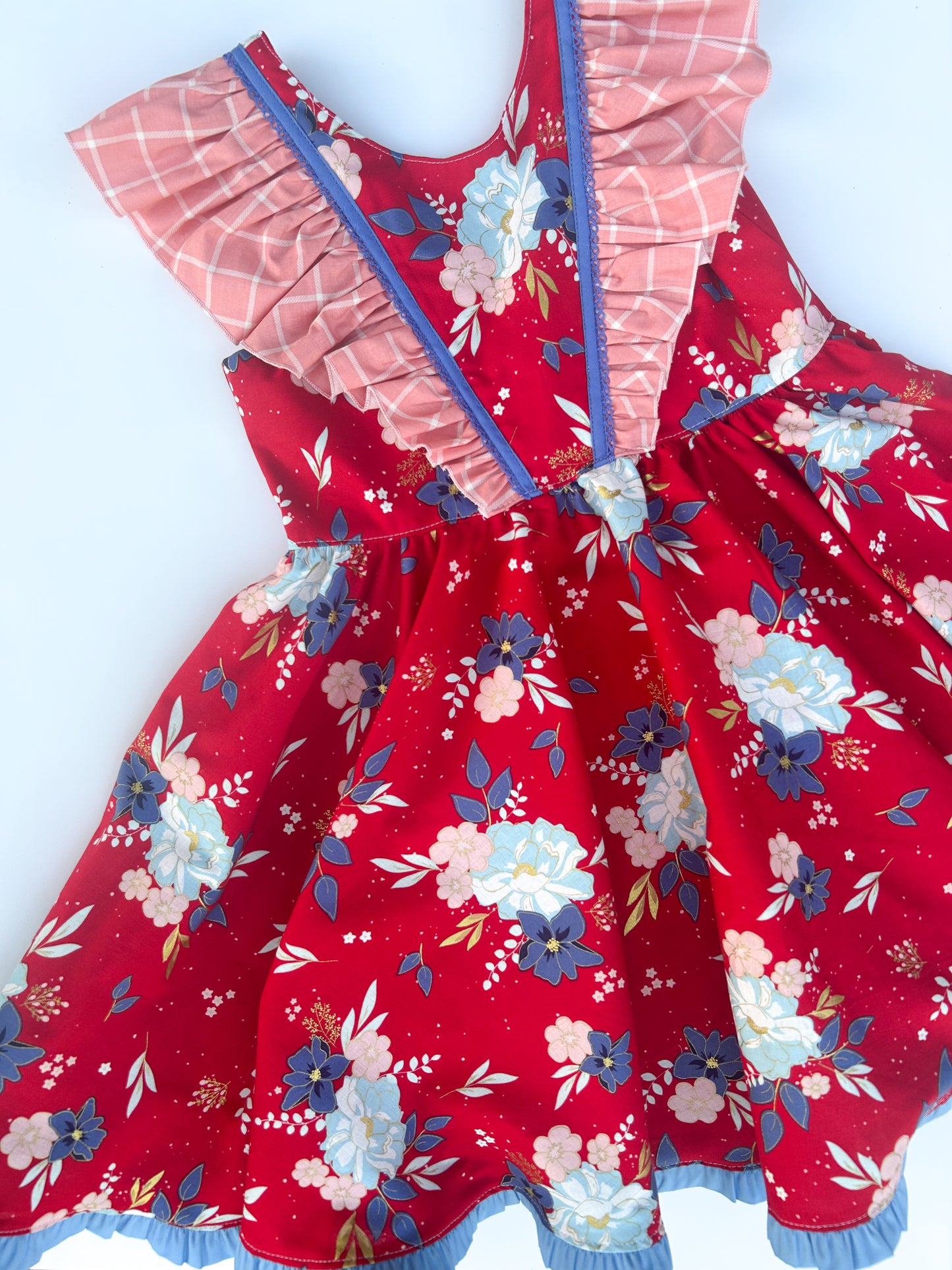 Crimson Floral Firework Fancy Dress- Size 8