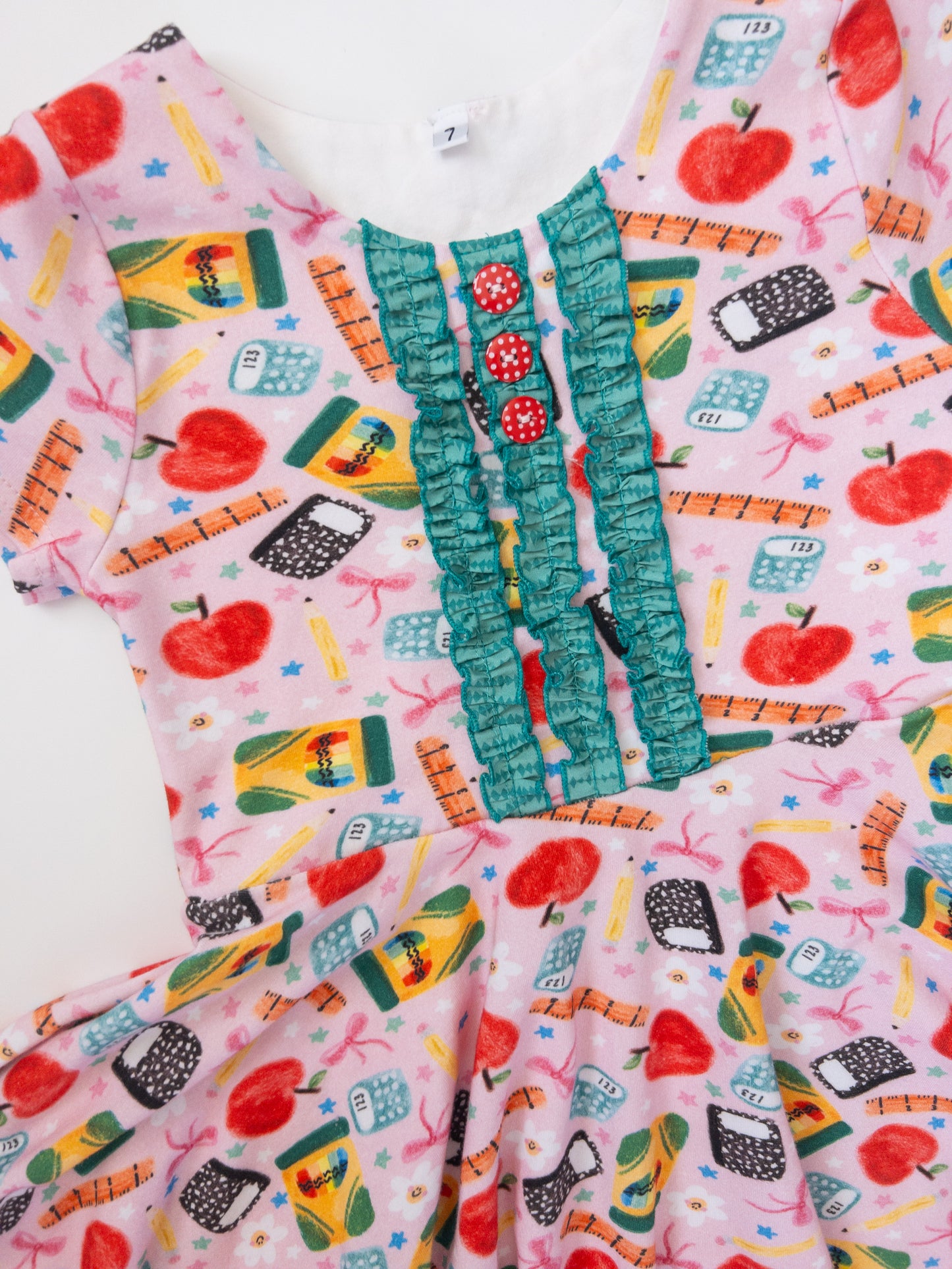 School Collage Knit Twirl Dress- Size 7