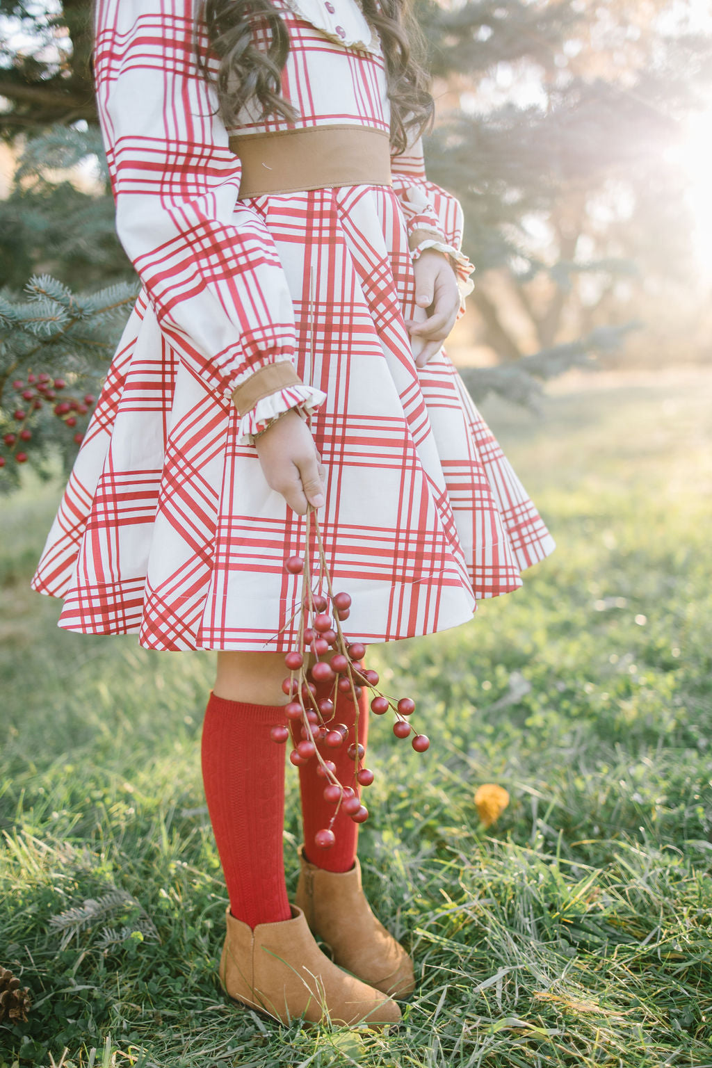 Gingerbread Plaid Twirl Dress