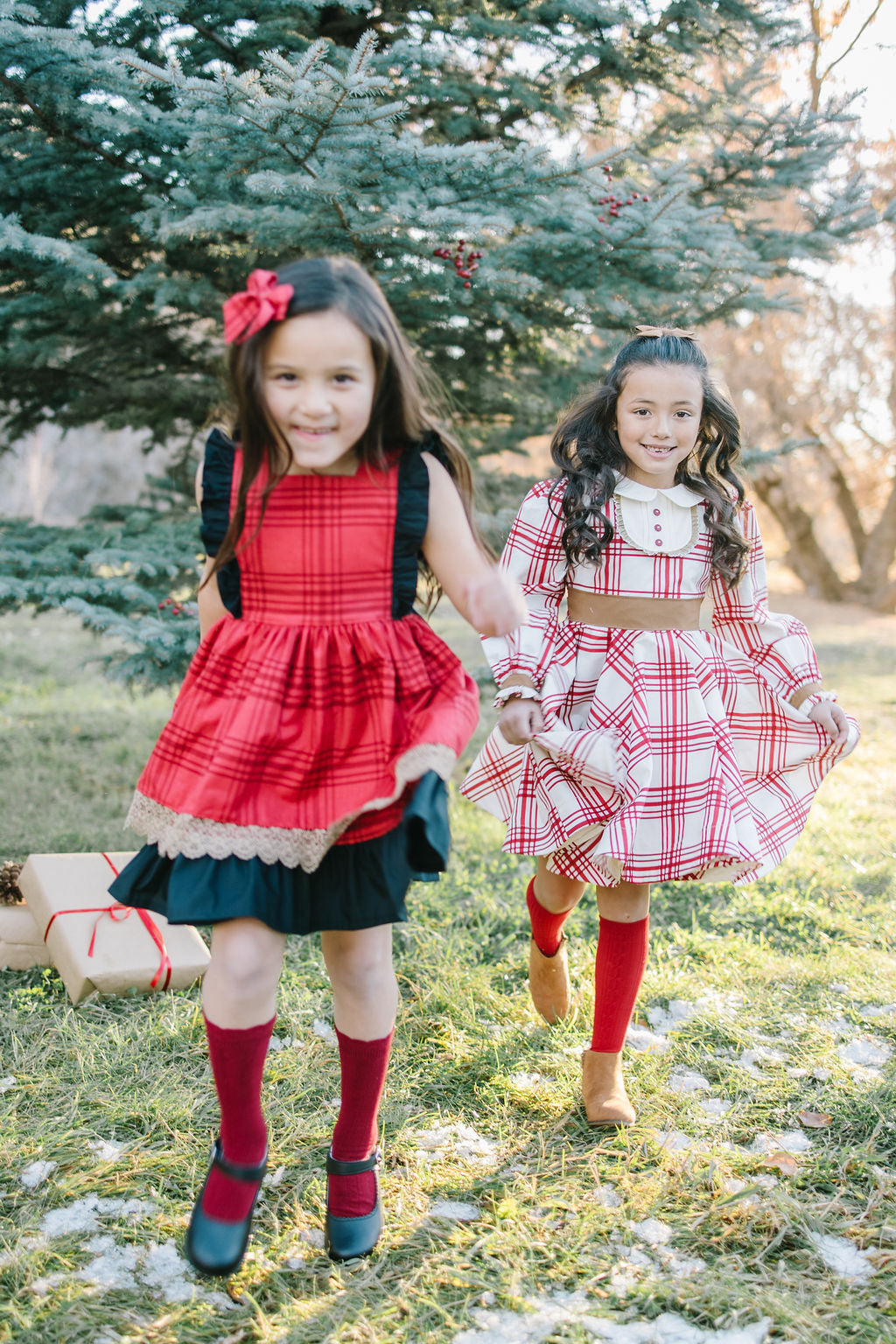 Gingerbread Plaid Twirl Dress