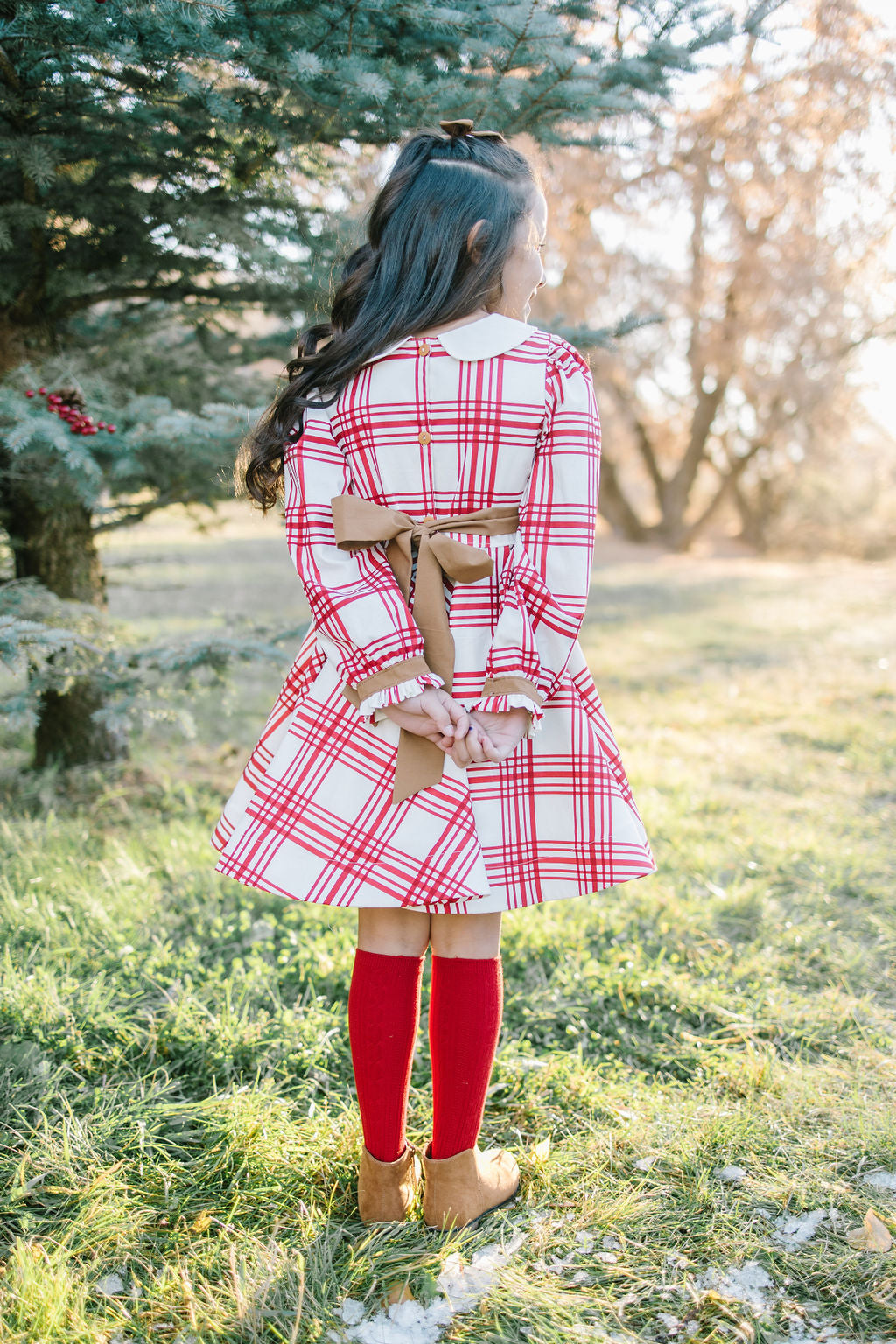 Gingerbread Plaid Twirl Dress