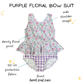 Purple Floral Bow Suit