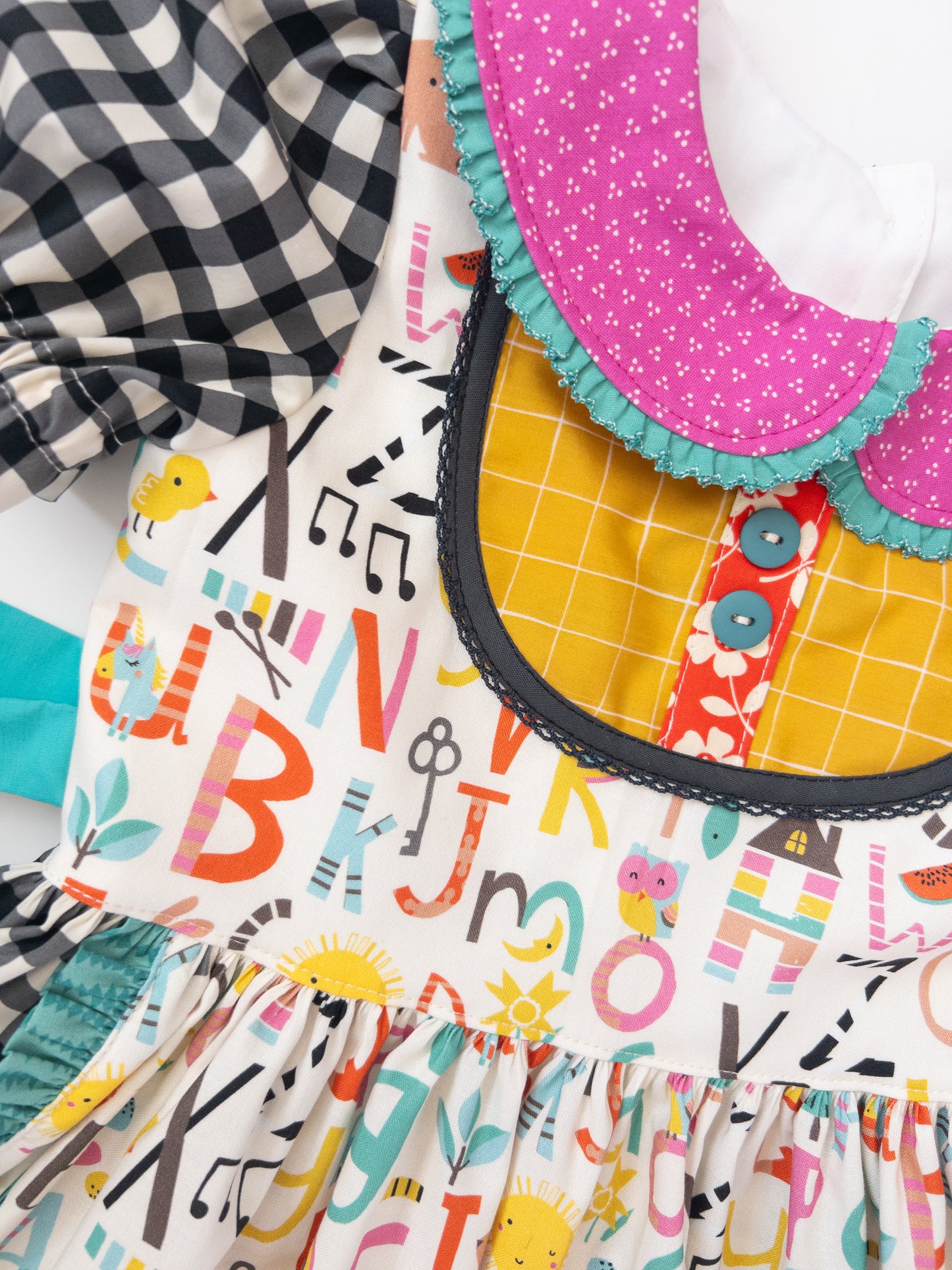 Funky ABC Collared Back to School Dress- Size 5t