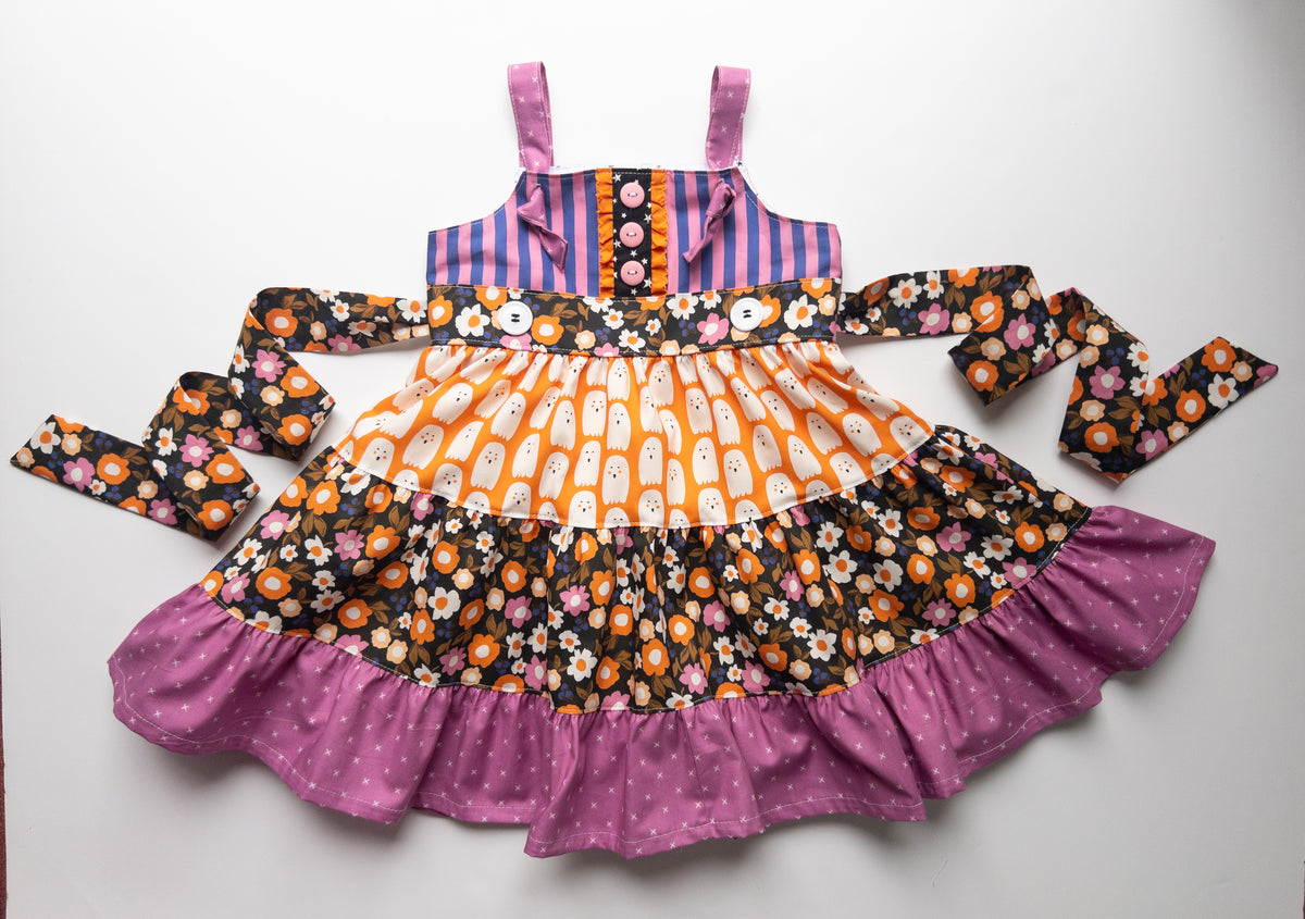 Boo To You Knot Dress with Removable Apron- Size 5t