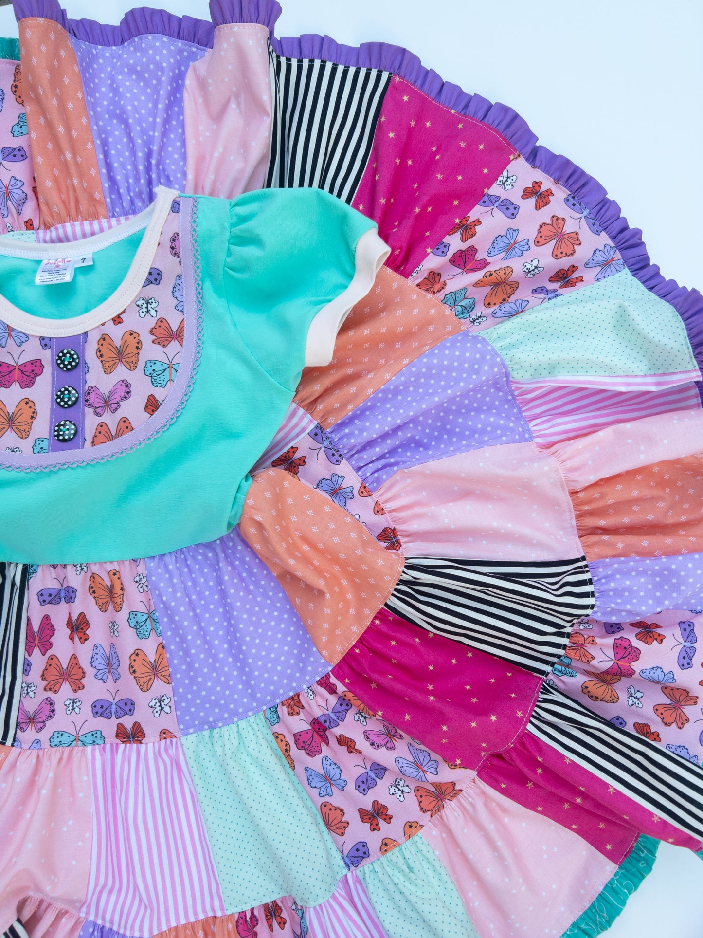 Butterfly Patchwork Twirl Dress - Size 7