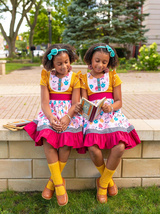 Pink Lady Apple Dress- Size 6 + matching DOLL dress!
