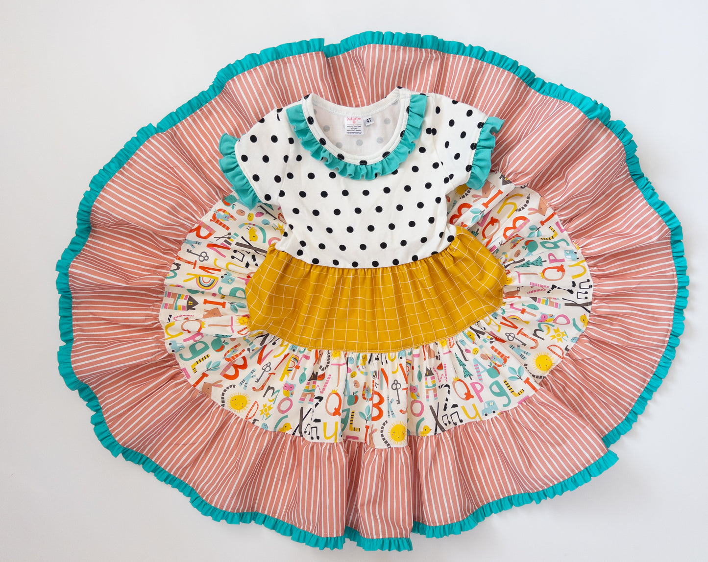 Polka Dots and ABC's Knit Dress- Size 4t