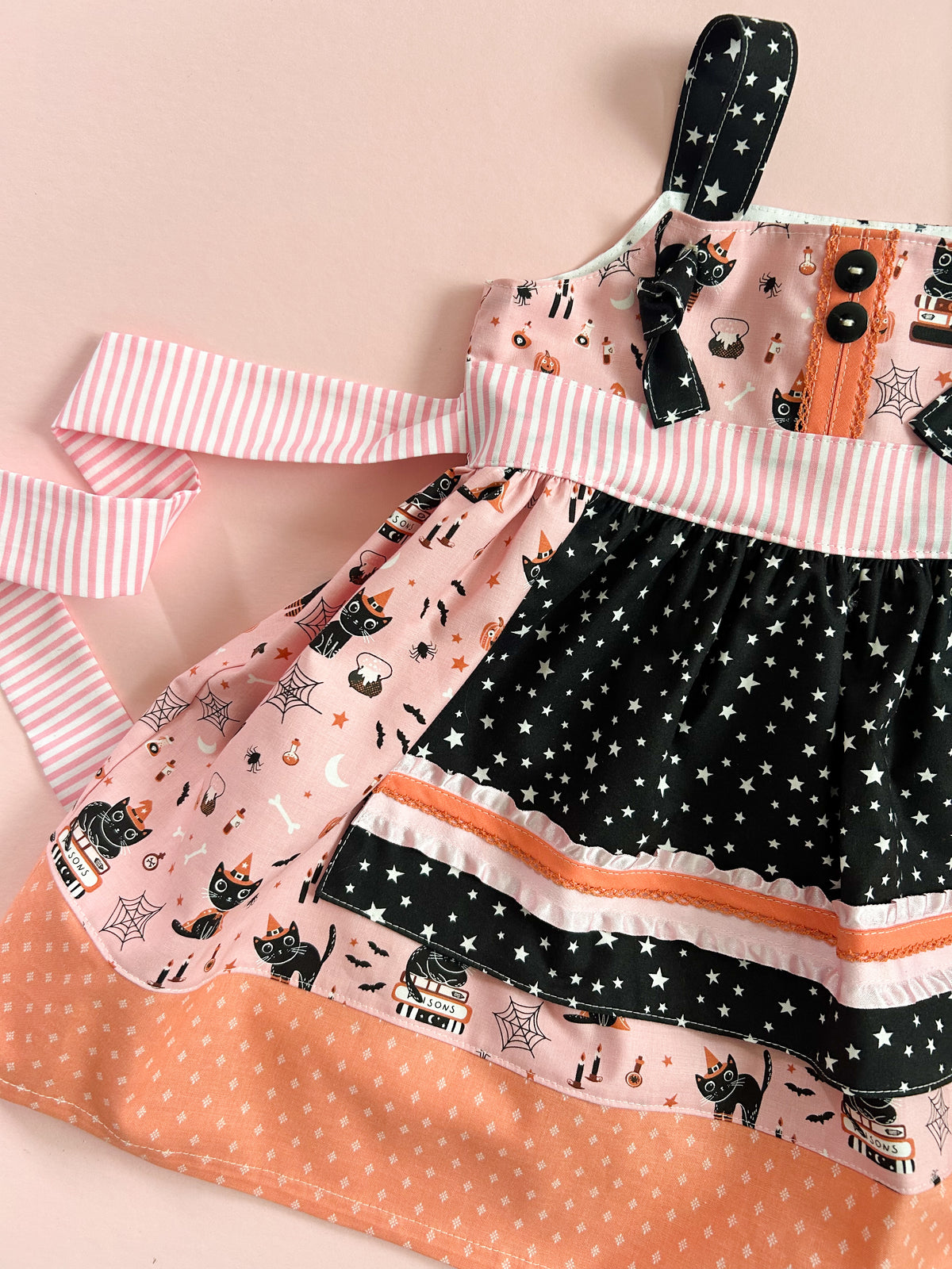 Spooky Cats Apron Knot Dress- PREORDER