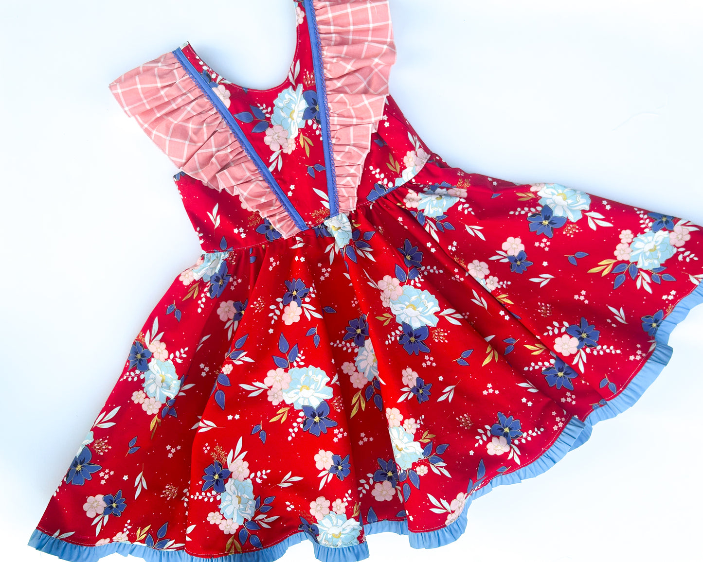 Crimson Floral Firework Fancy Dress- Size 8