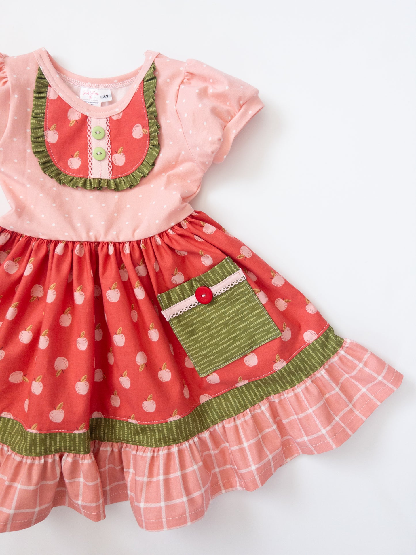 Green Apple Knit Pocket Dress- Size 3t