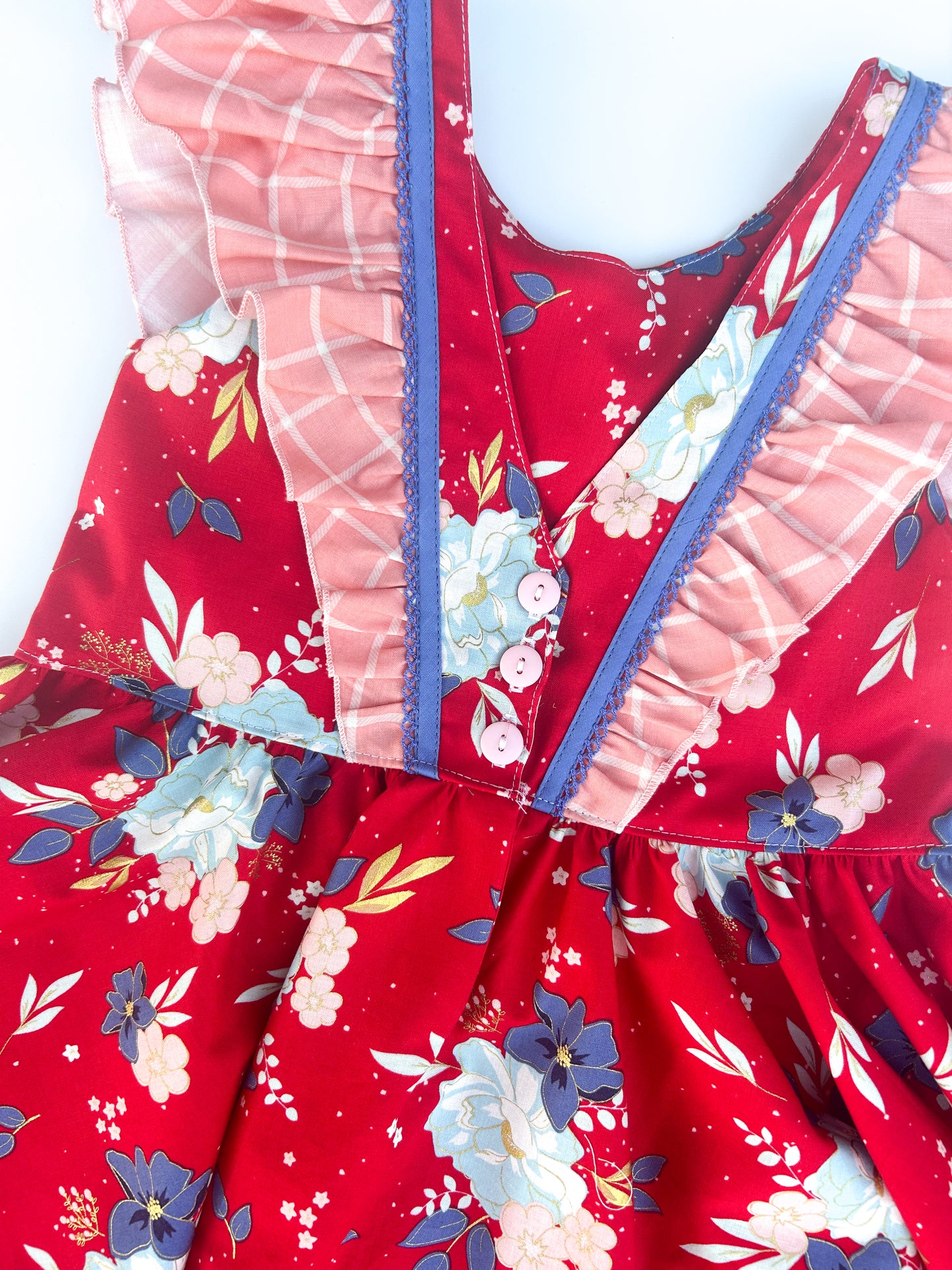 Crimson Floral Firework Fancy Dress- Size 8