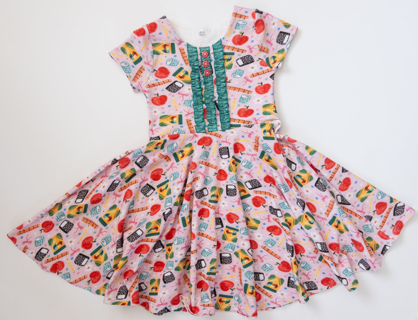 School Collage Knit Twirl Dress- Size 7