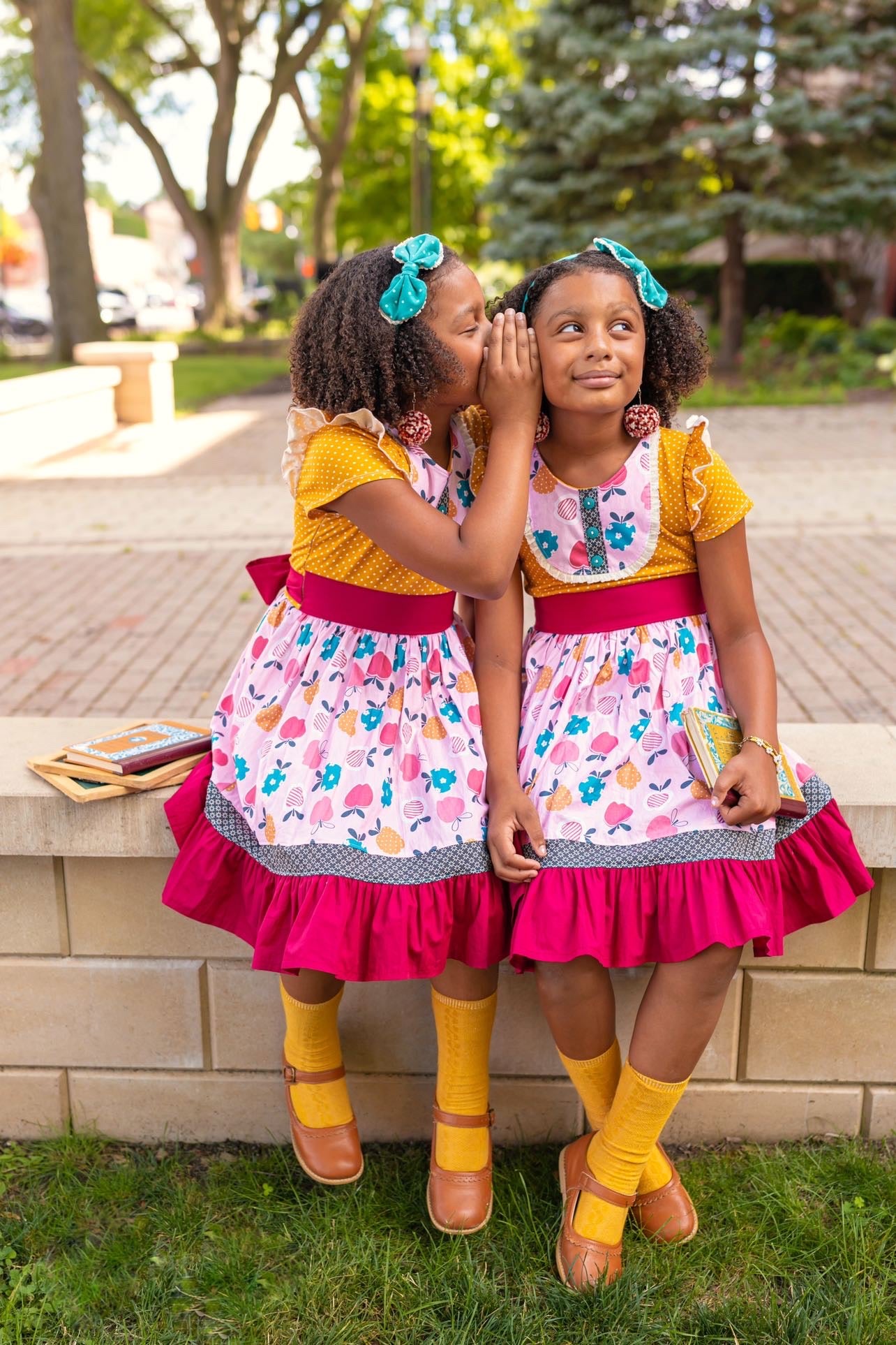 Pink Lady Apple Dress- Size 6 & 10  + A matching DOLL dress!