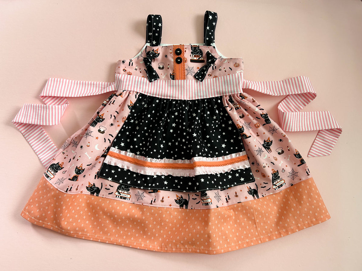 Spooky Cats Apron Knot Dress- PREORDER