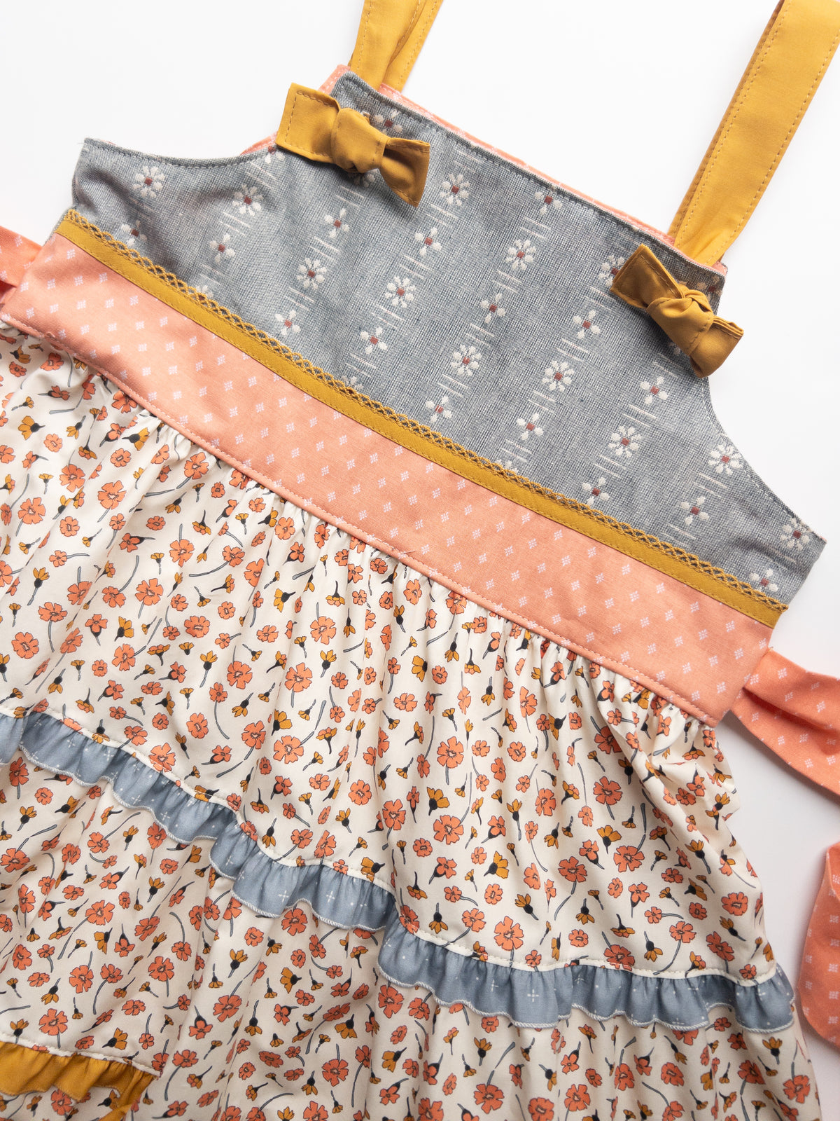 Tiered Denim Floral Bow Knot Dress- Size 10