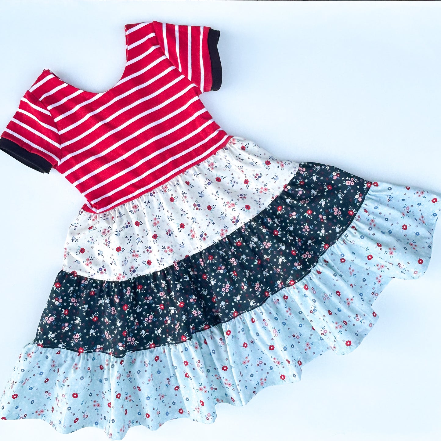 Bow Back Tiered Twirl Dress- Size 7