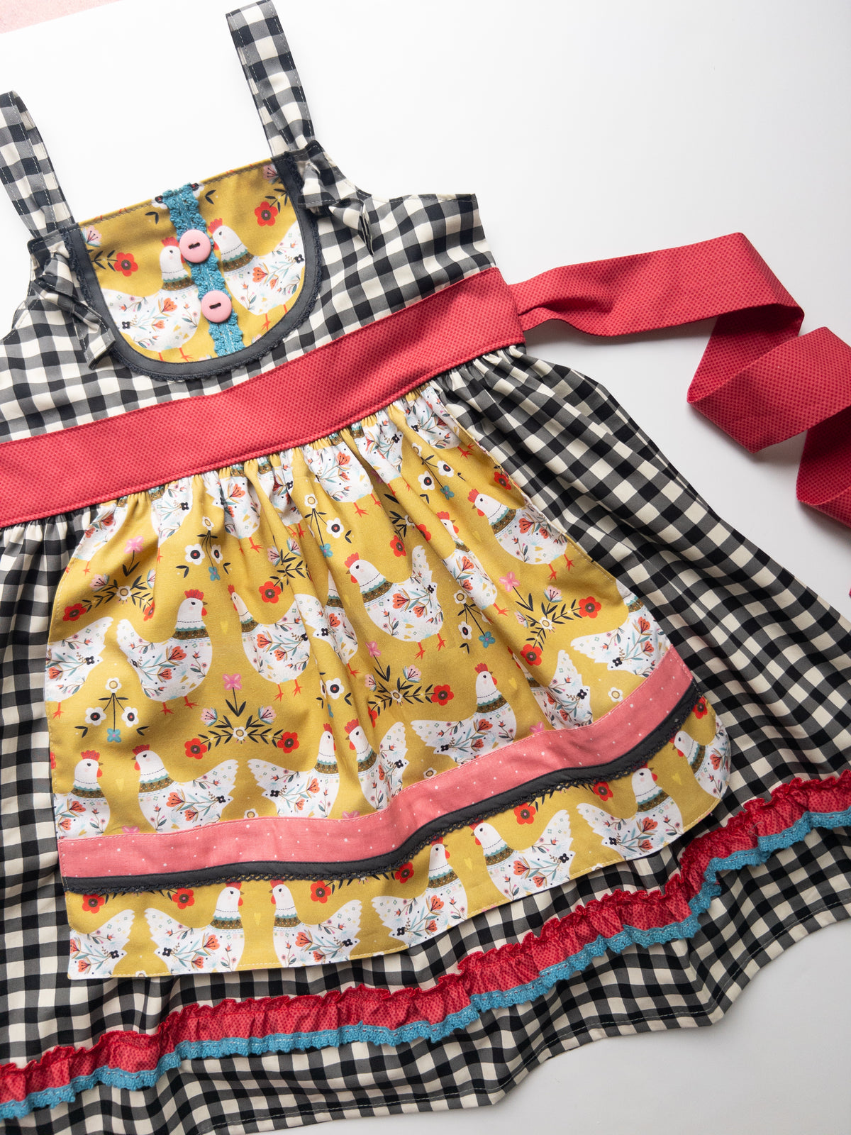 Little Hen Apron Knot Dress- Size 7