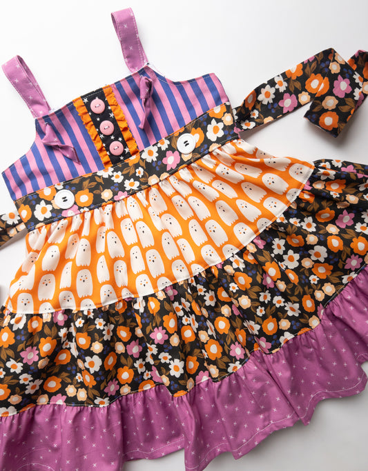 Boo To You Knot Dress with Removable Apron- Size 5t