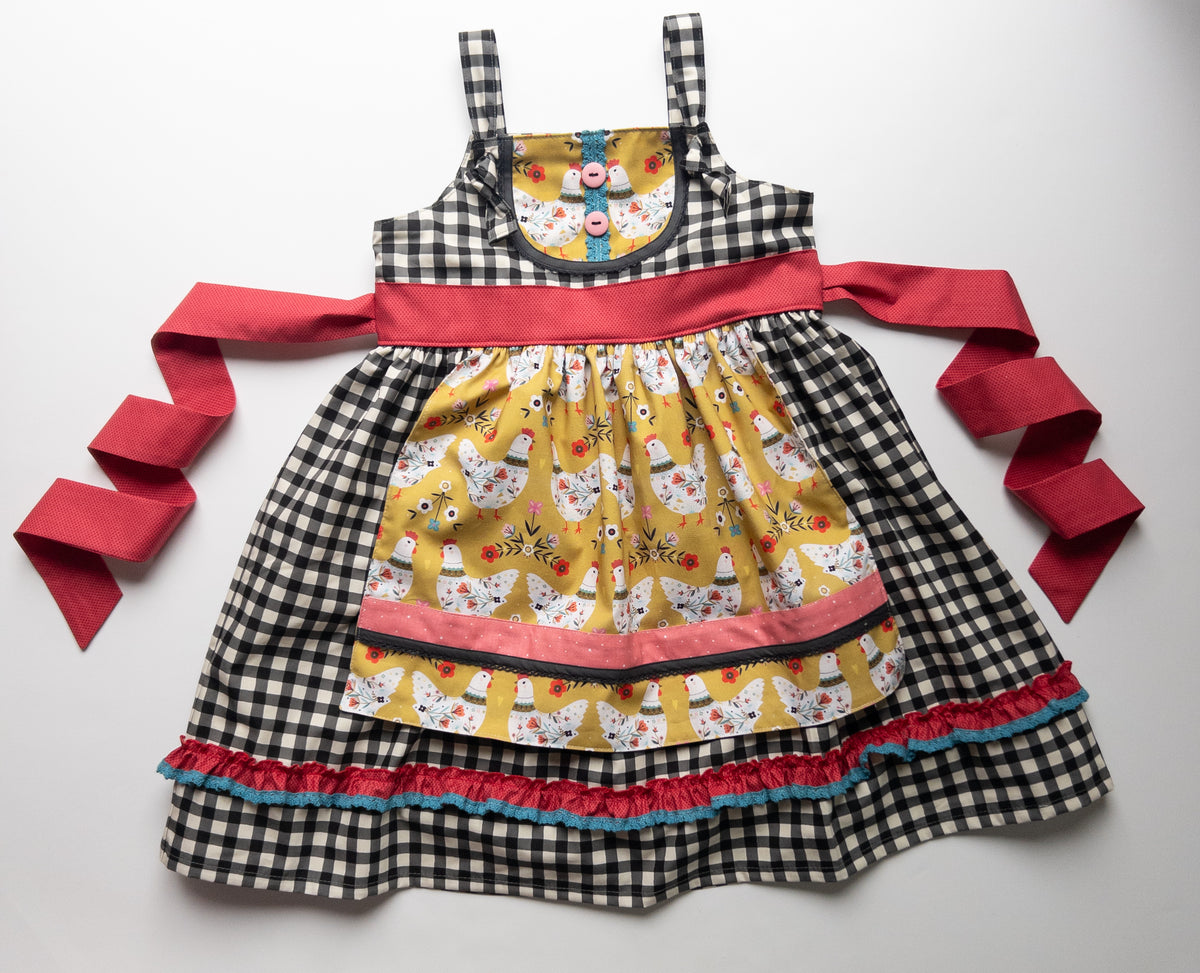 Little Hen Apron Knot Dress- Size 7
