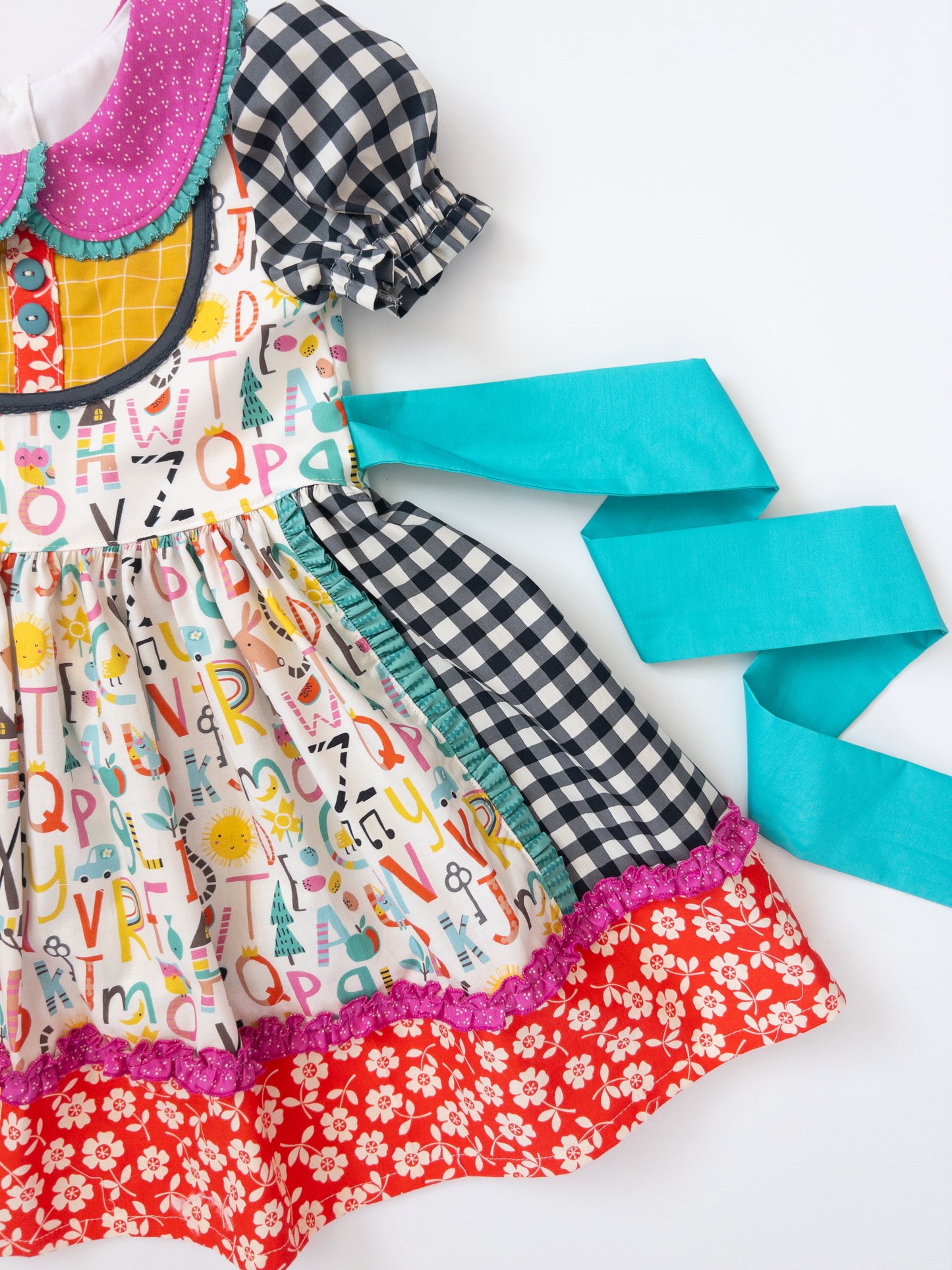 Funky ABC Collared Back to School Dress- Size 5t