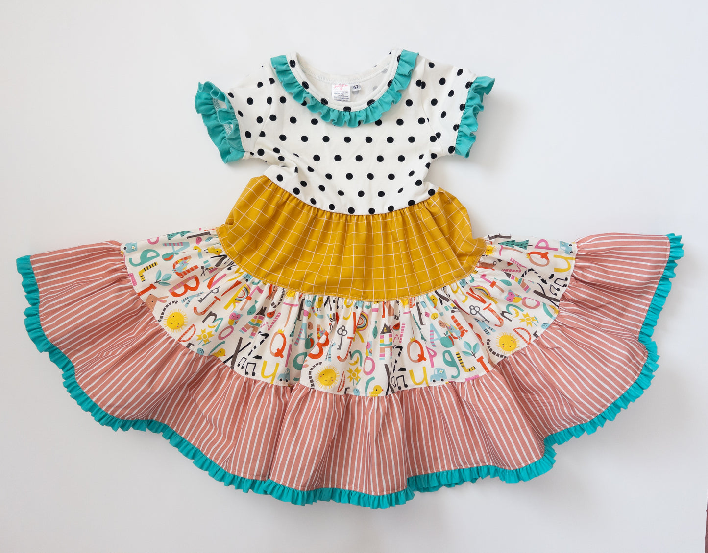 Polka Dots and ABC's Knit Dress- Size 4t