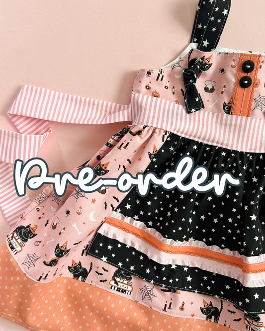 Spooky Cats Apron Knot Dress- PREORDER