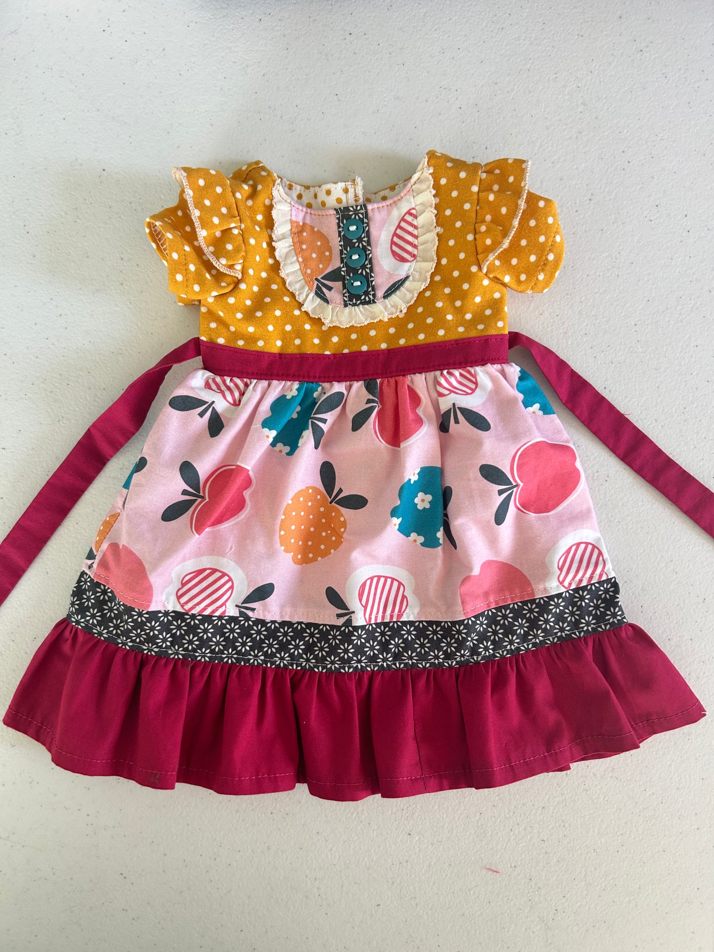 Pink Lady Apple Dress- Size 6 + matching DOLL dress!