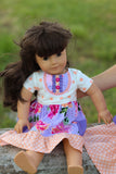 Plum and Peachy Girl and Doll Dress combo
