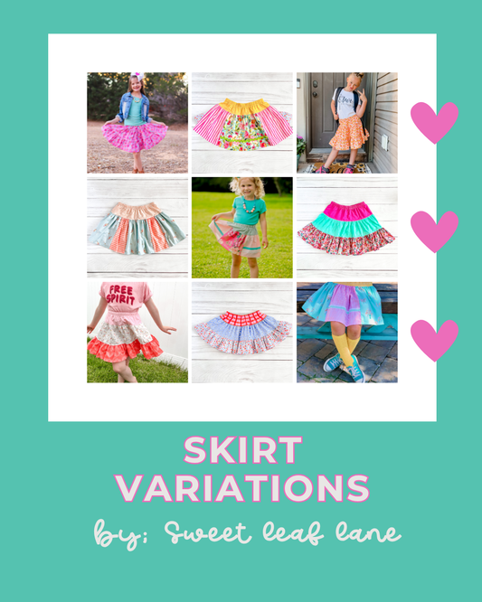 Skirt Variations Cutting Guide- Twirl Skirt & Patchwork Skirt