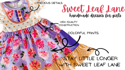 Sweet Leaf Lane Girls Dresses Online Boutique | My name is Kali and I'm the designer/owner of Sweet Leaf Lane. You'll find all my dresses are age appropriate for young girls and are the highest quality. I have 2 girls myself and I specialize in sister sets- coordinating girls dresses that complement each other.  Some even call me the "Sister Set Queen!"