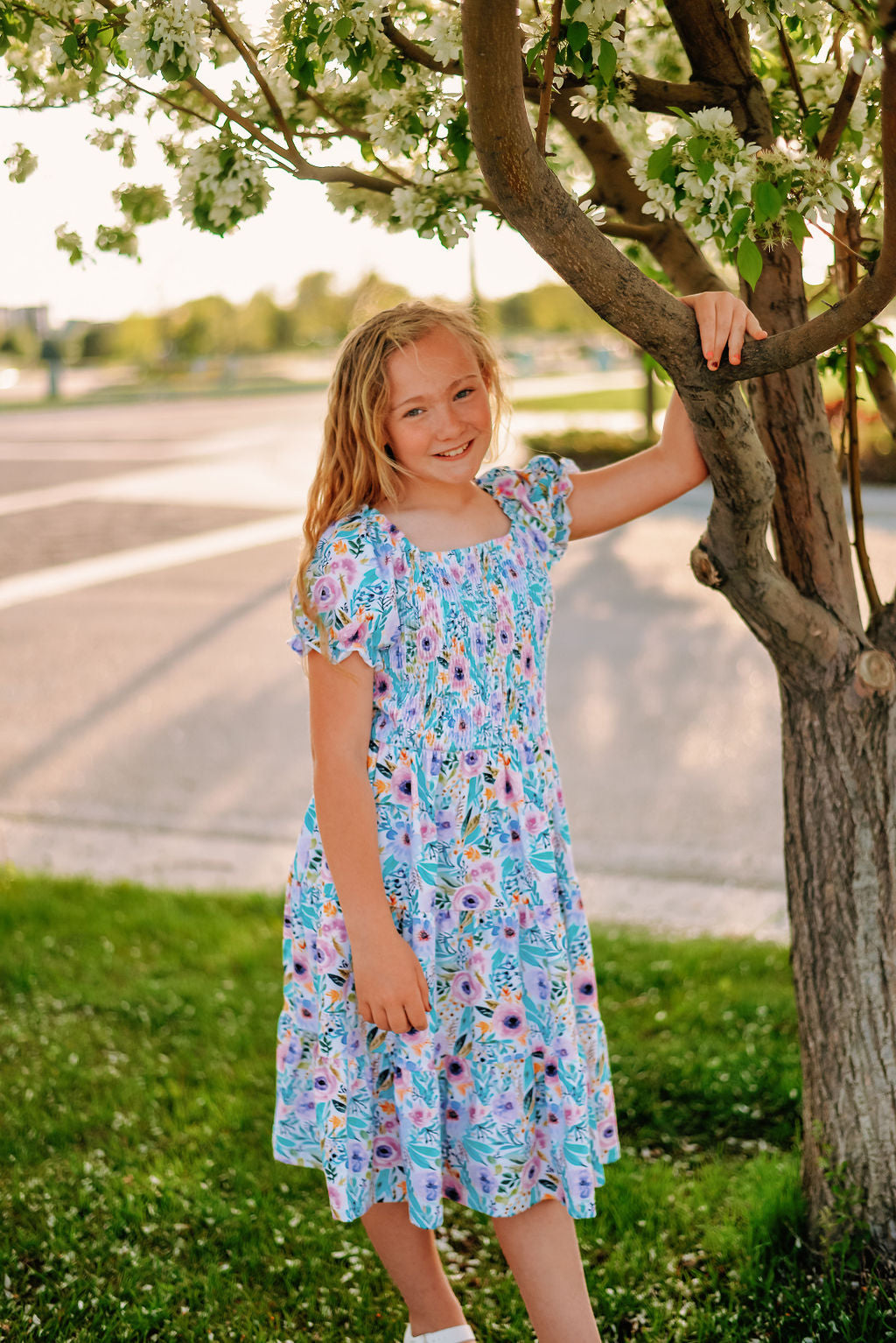 Watercolor Floral Smocked Dress