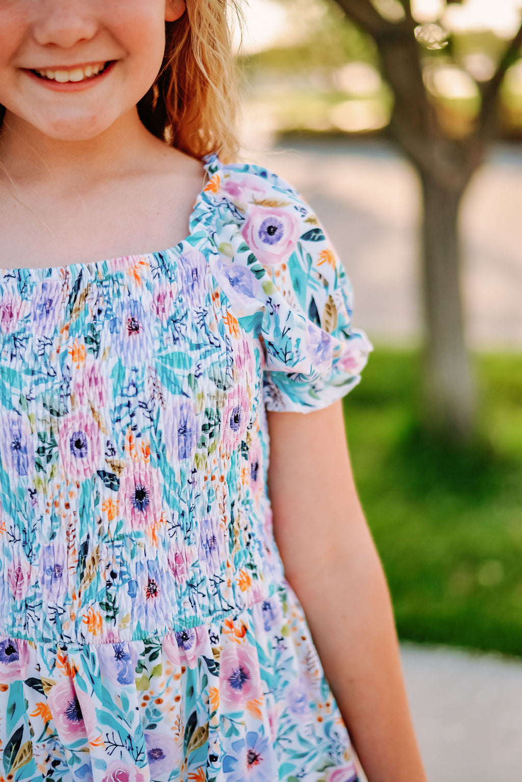 Watercolor Floral Smocked Dress