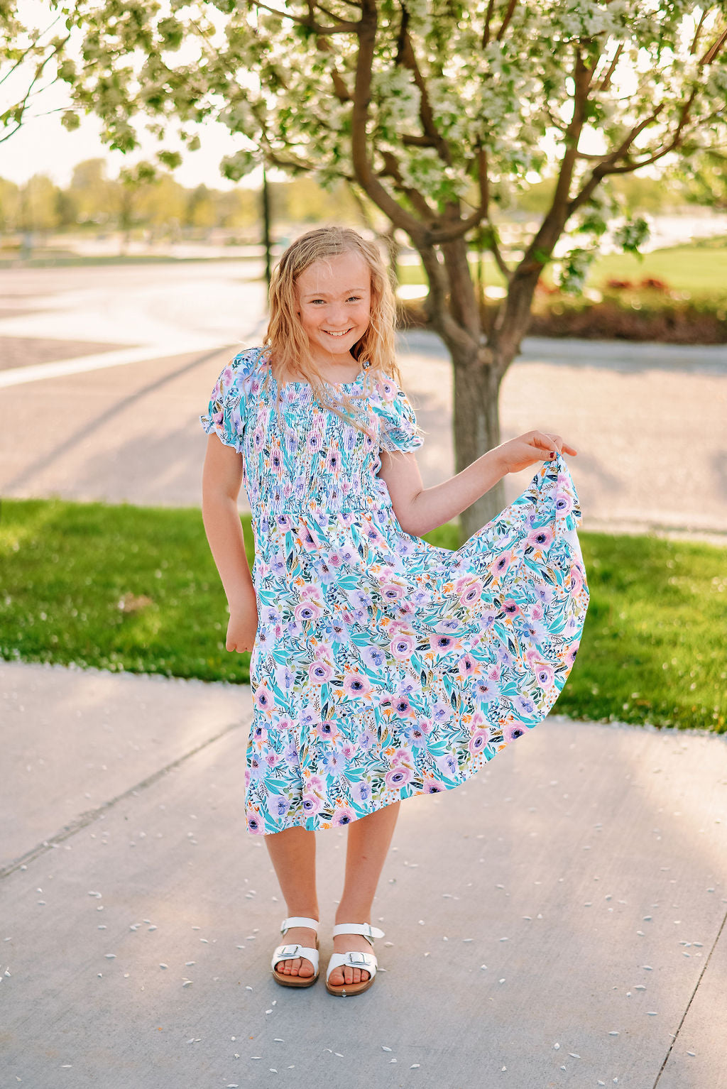 Watercolor Floral Smocked Dress