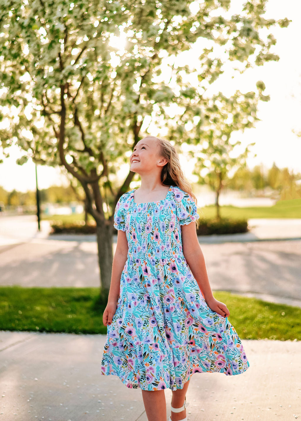 Watercolor Floral Smocked Dress