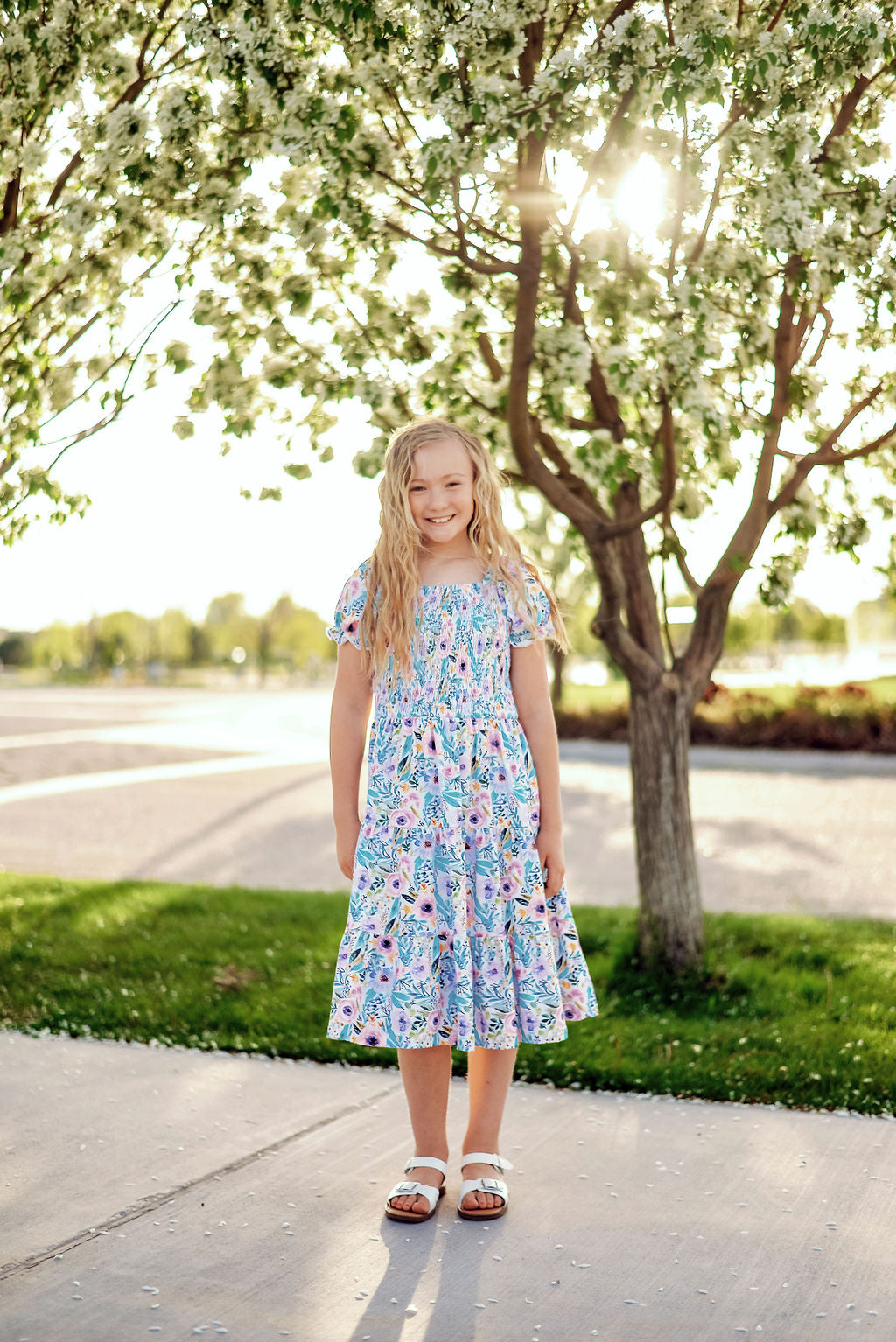 Watercolor Floral Smocked Dress