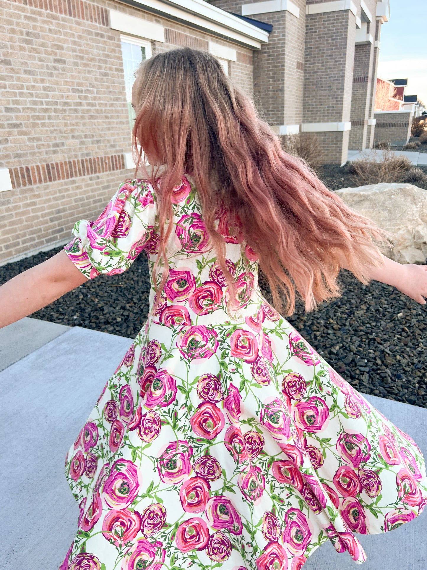 Girls Paradise Floral Puff Sleeve Dress